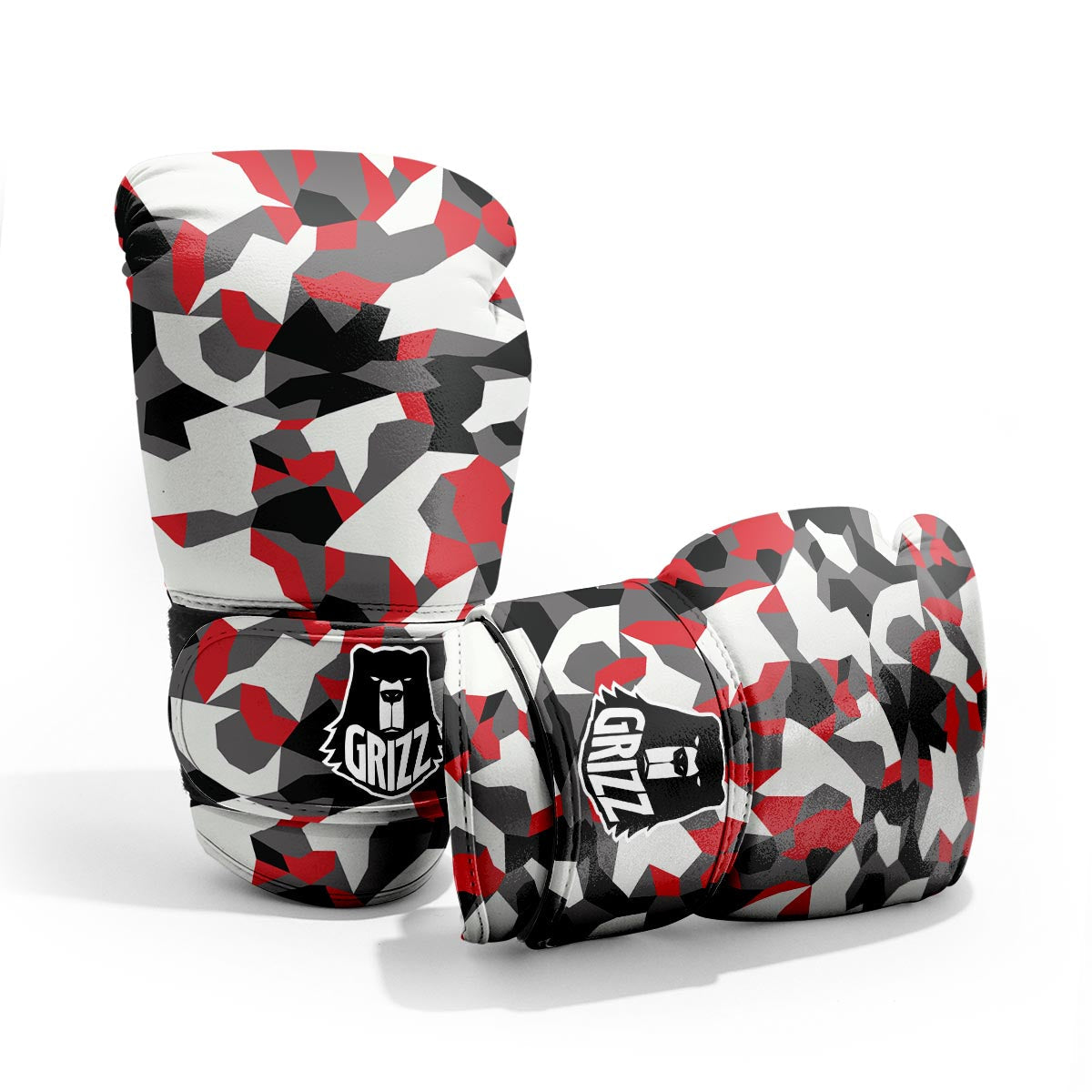 Digital Camo Grey And Red Print Pattern Pro Boxing Glove
