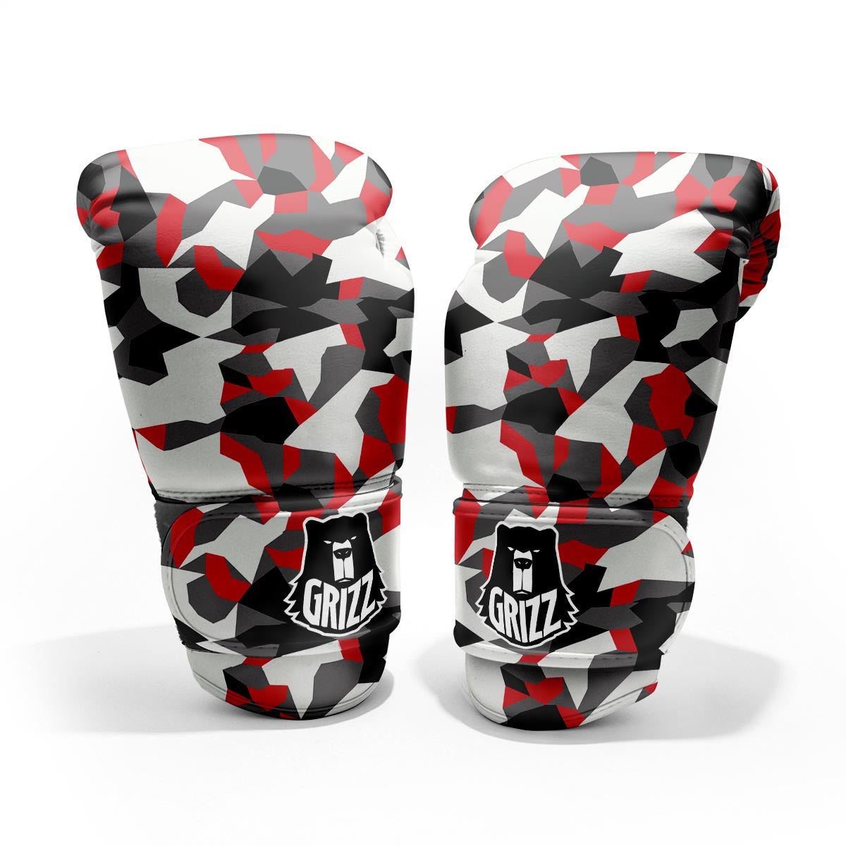 Digital Camo Grey And Red Print Pattern Pro Boxing Glove