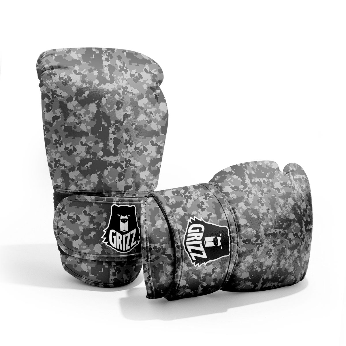 Digital Camo Grey Print Pattern Pro Boxing Glove