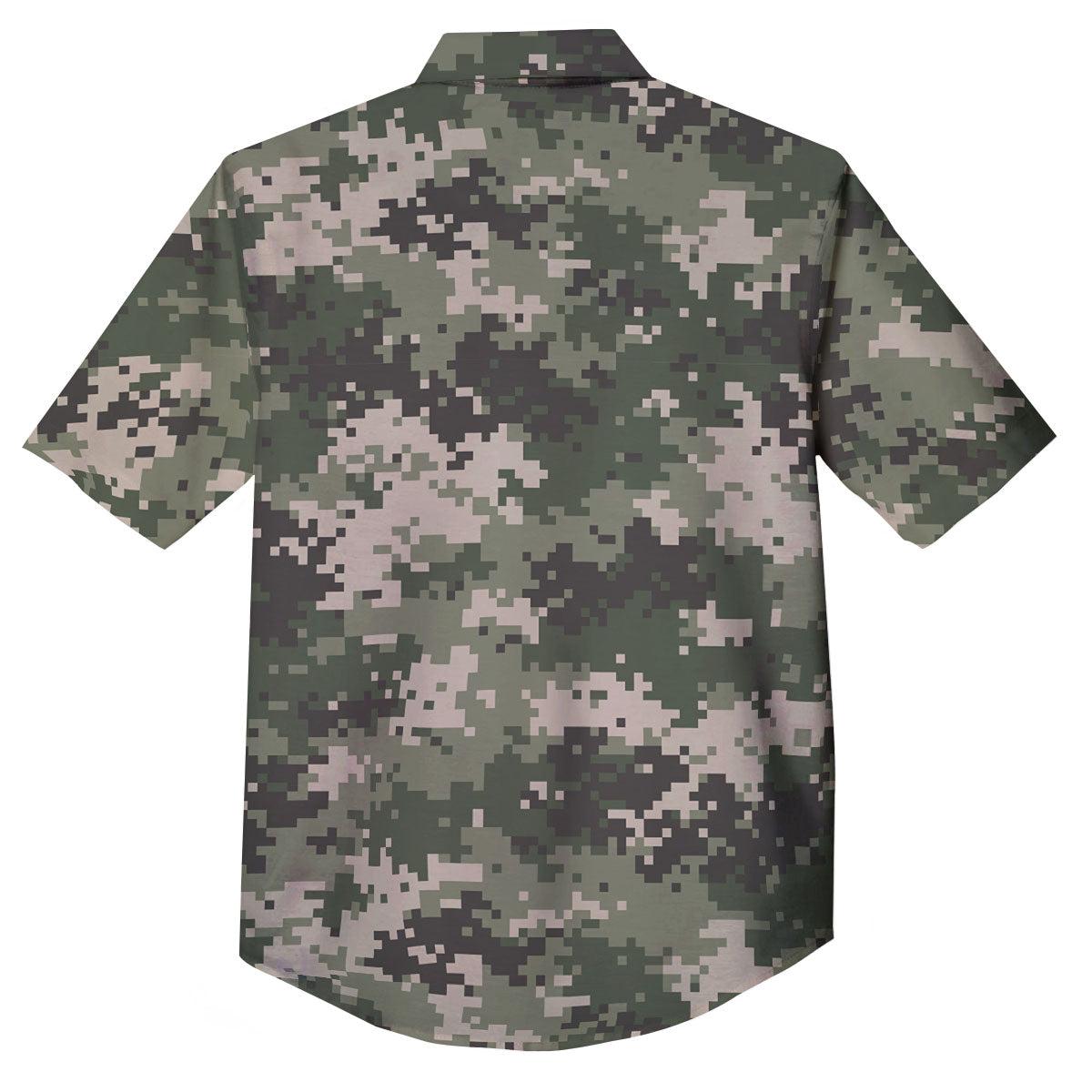 Digital Camo Military Print Pattern Button Up Shirt-grizzshop
