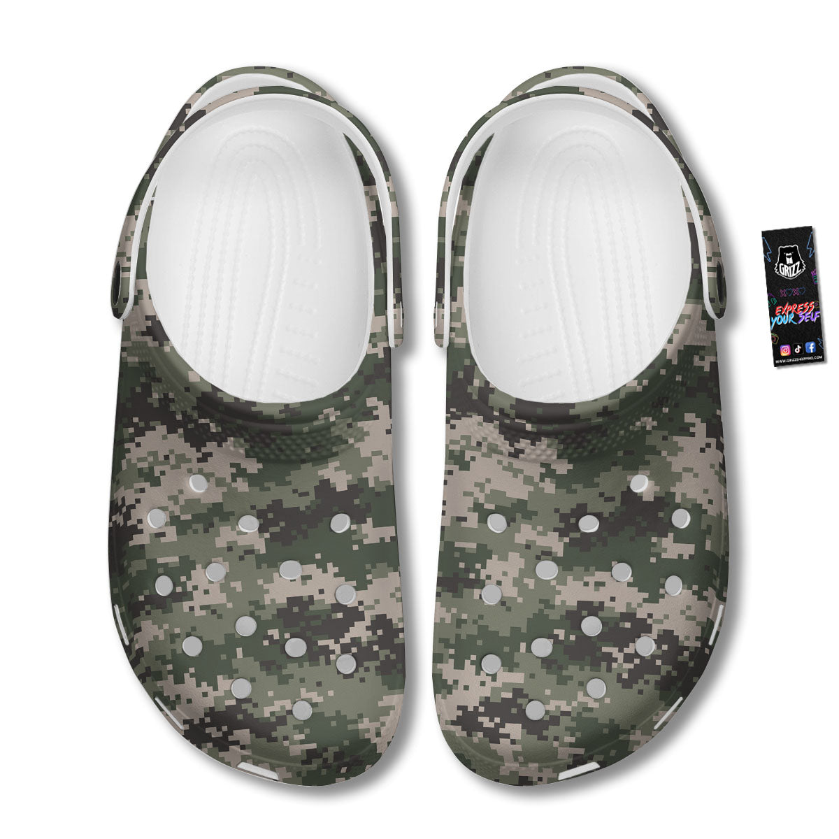 Digital Camo Military Print Pattern Clog-grizzshop