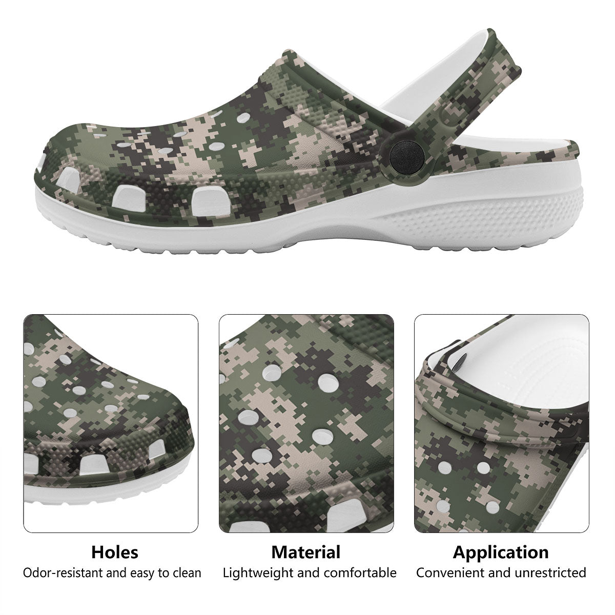 Digital Camo Military Print Pattern Clog-grizzshop
