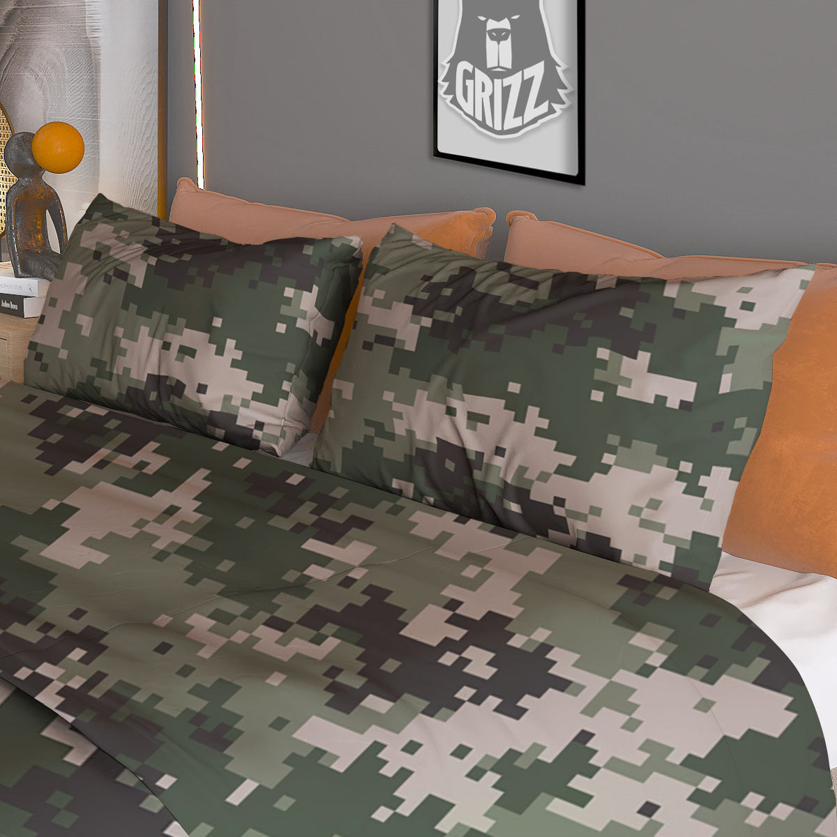 Digital Camo Military Print Pattern Duvet Cover Bedding Set