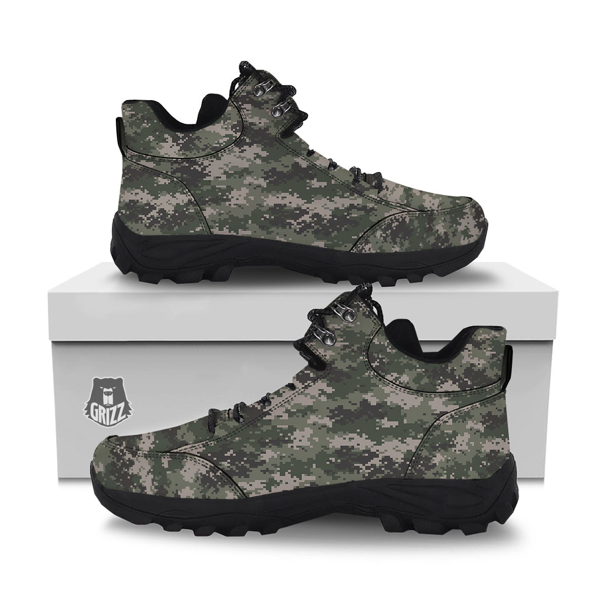Digital Camo Military Print Pattern Hiking Shoes-grizzshop