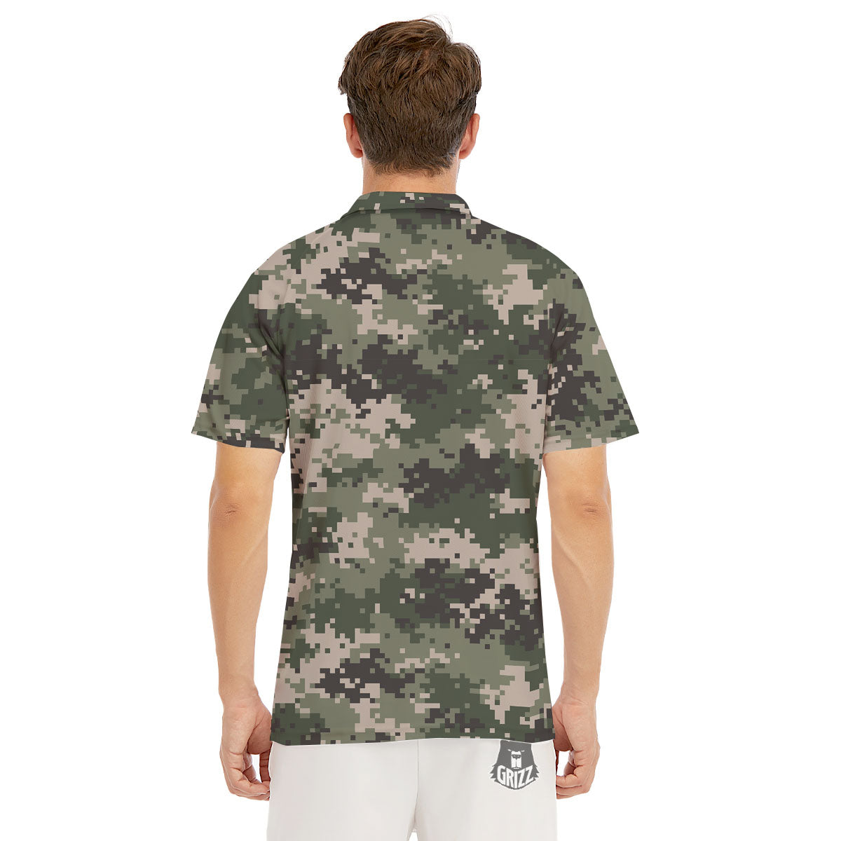 Digital Camo Military Print Pattern Men's Golf Shirts-grizzshop