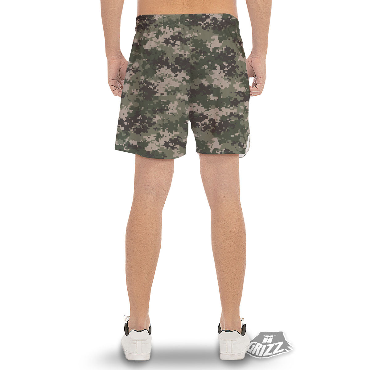 Digital Camo Military Print Pattern Men's Gym Shorts-grizzshop
