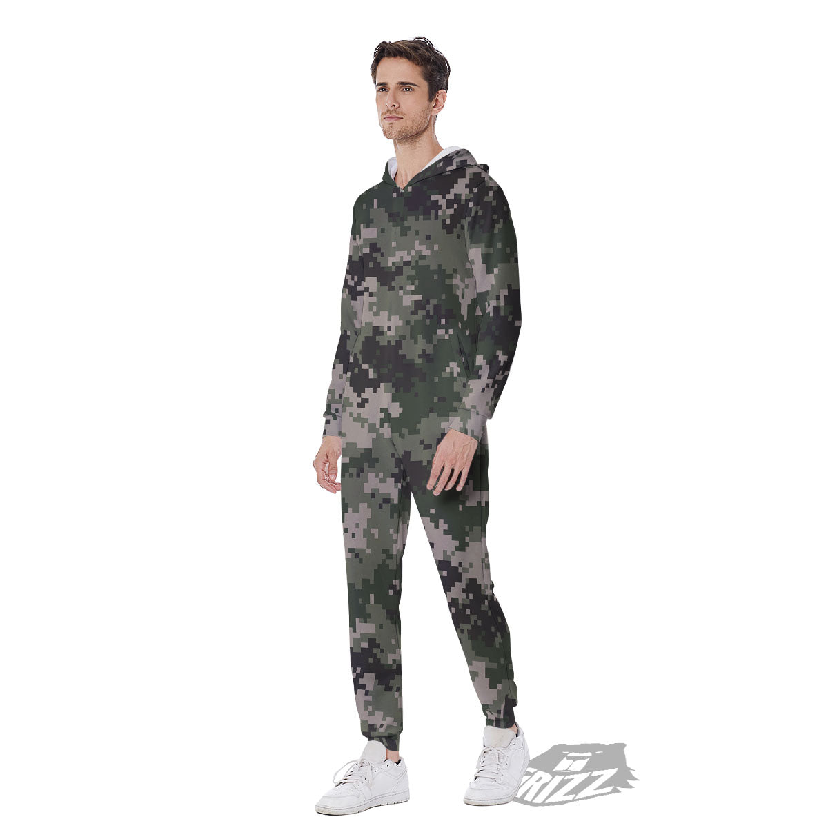 Digital Camo Military Print Pattern Men's Jumpsuit-grizzshop