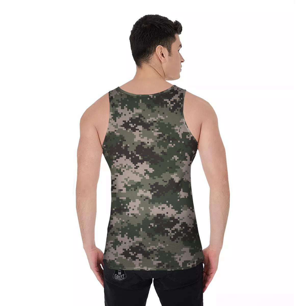 Digital Camo Military Print Pattern Men's Tank Top-grizzshop