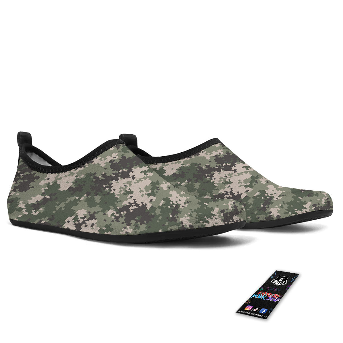 Digital Camo Military Print Pattern Water Shoes-grizzshop