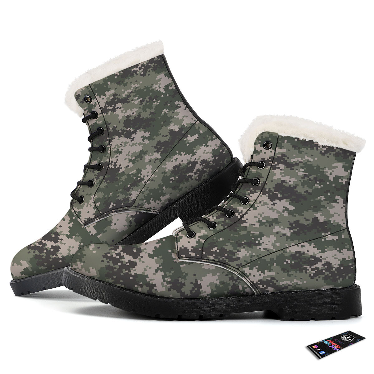 Digital Camo Military Print Pattern Winter Boots-grizzshop