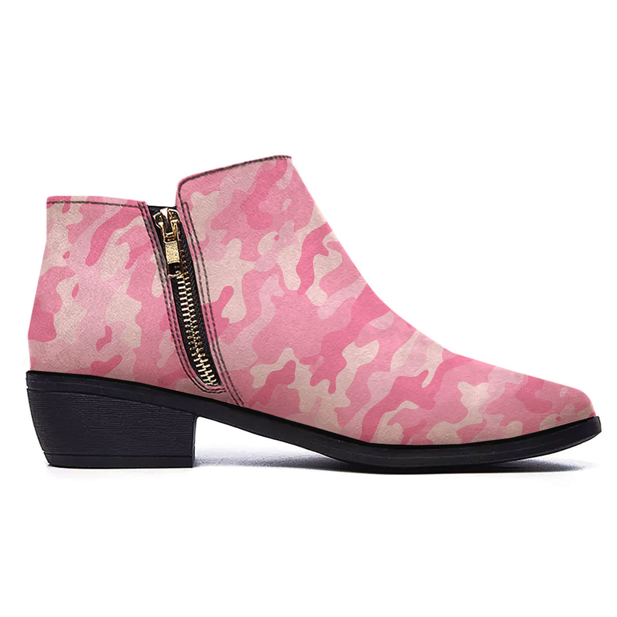 Digital Camo Pink Print Pattern Ankle Boots-grizzshop