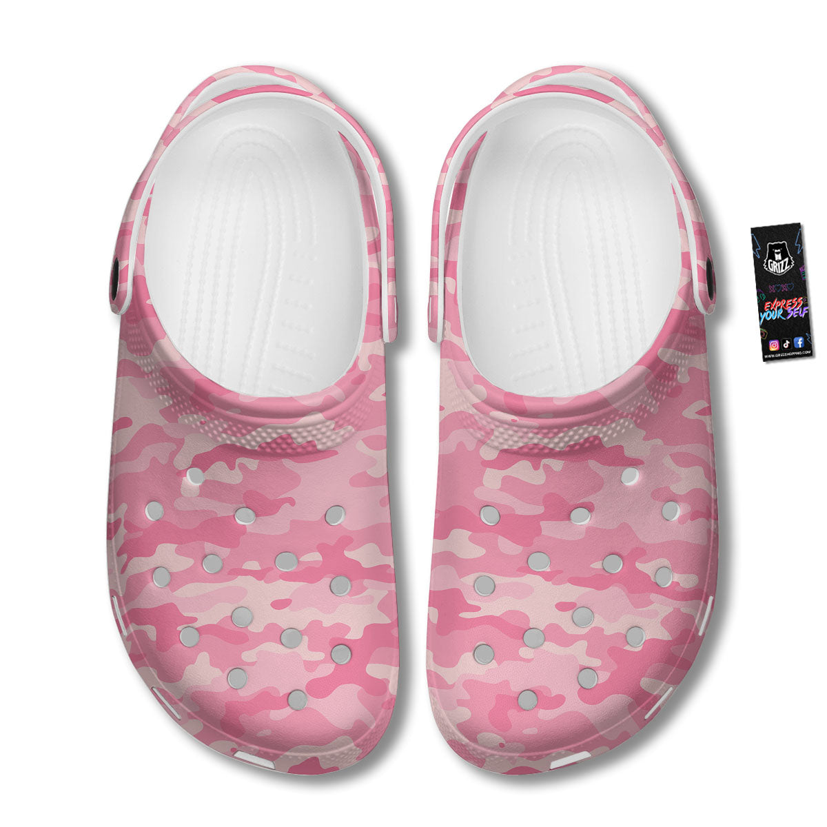 Digital Camo Pink Print Pattern Clog-grizzshop