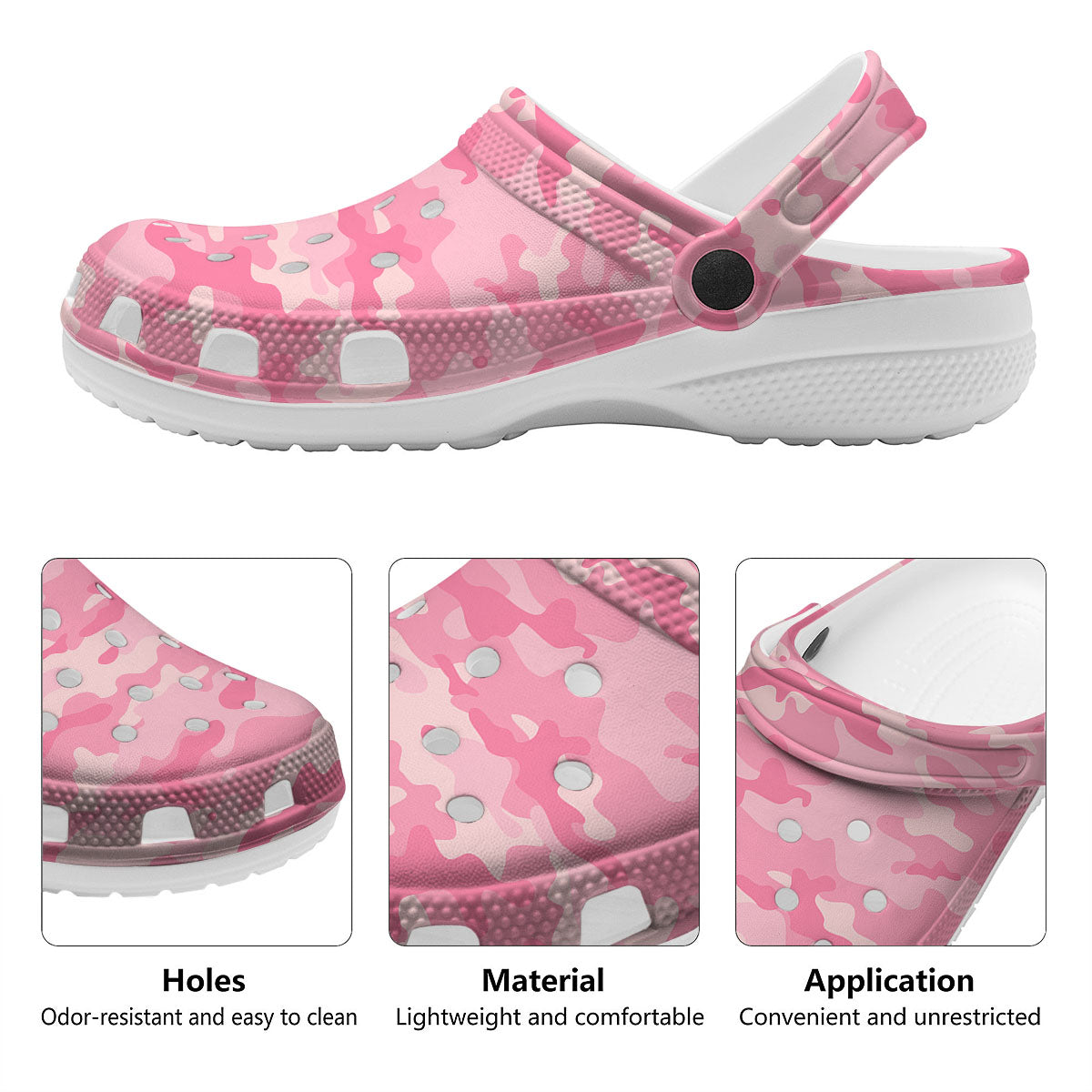 Digital Camo Pink Print Pattern Clog-grizzshop
