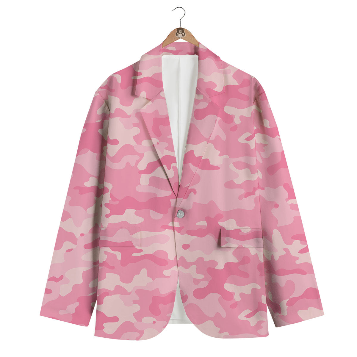 Digital Camo Pink Print Pattern Men's Blazer-grizzshop