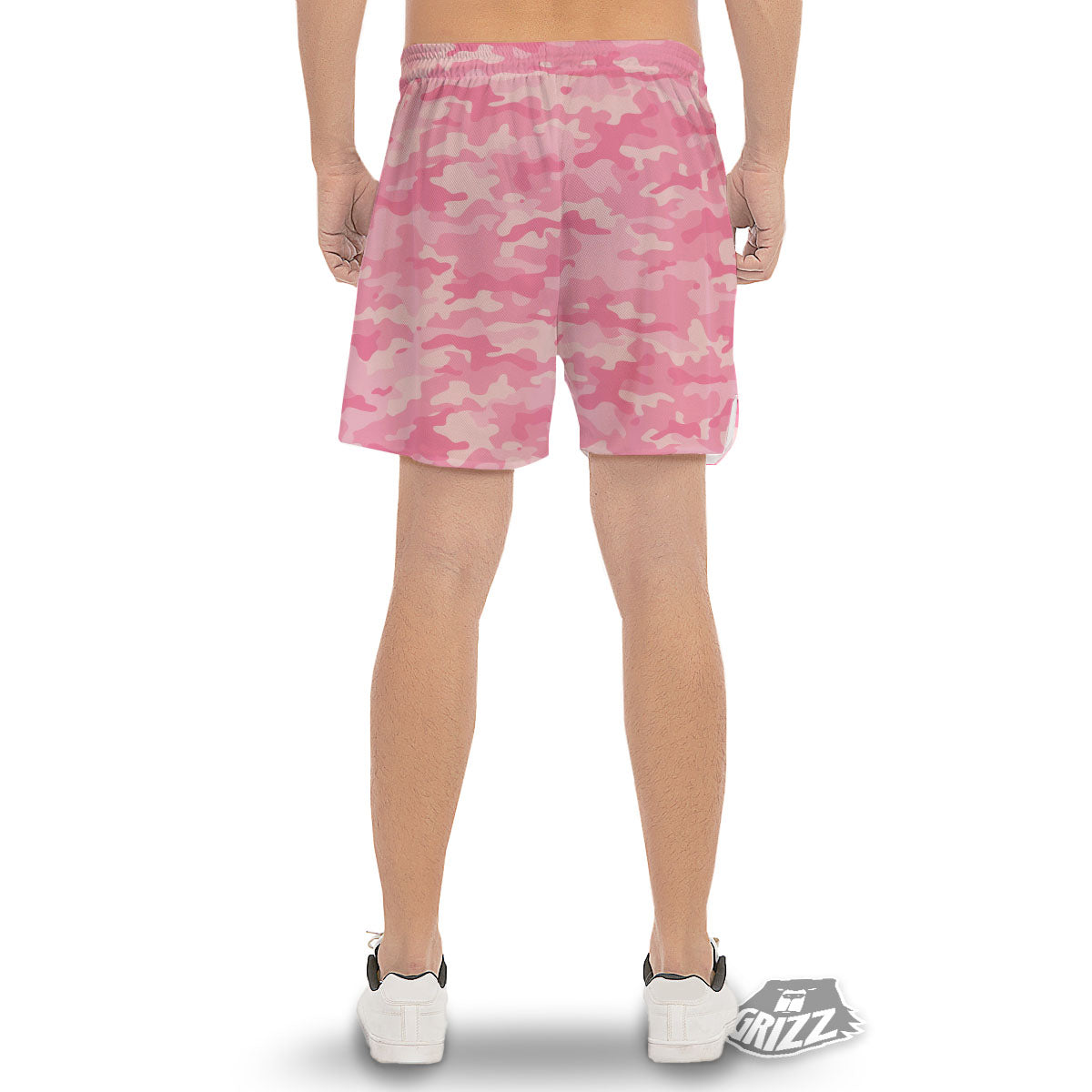 Digital Camo Pink Print Pattern Men's Gym Shorts-grizzshop