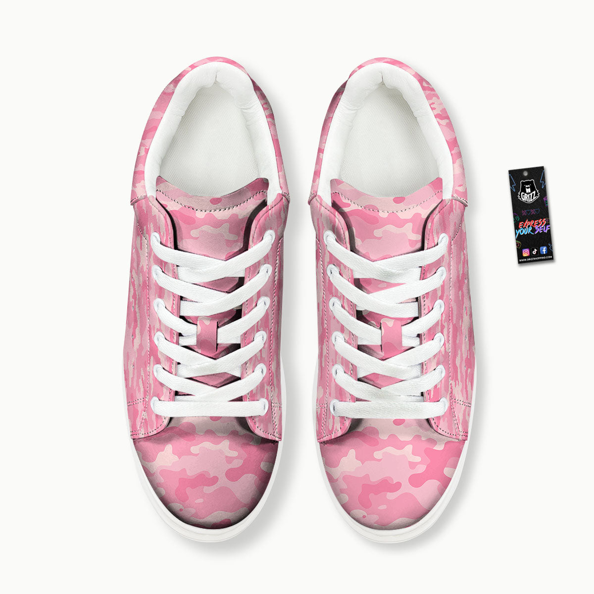 Digital Camo Pink Print Pattern Platform Shoes-grizzshop