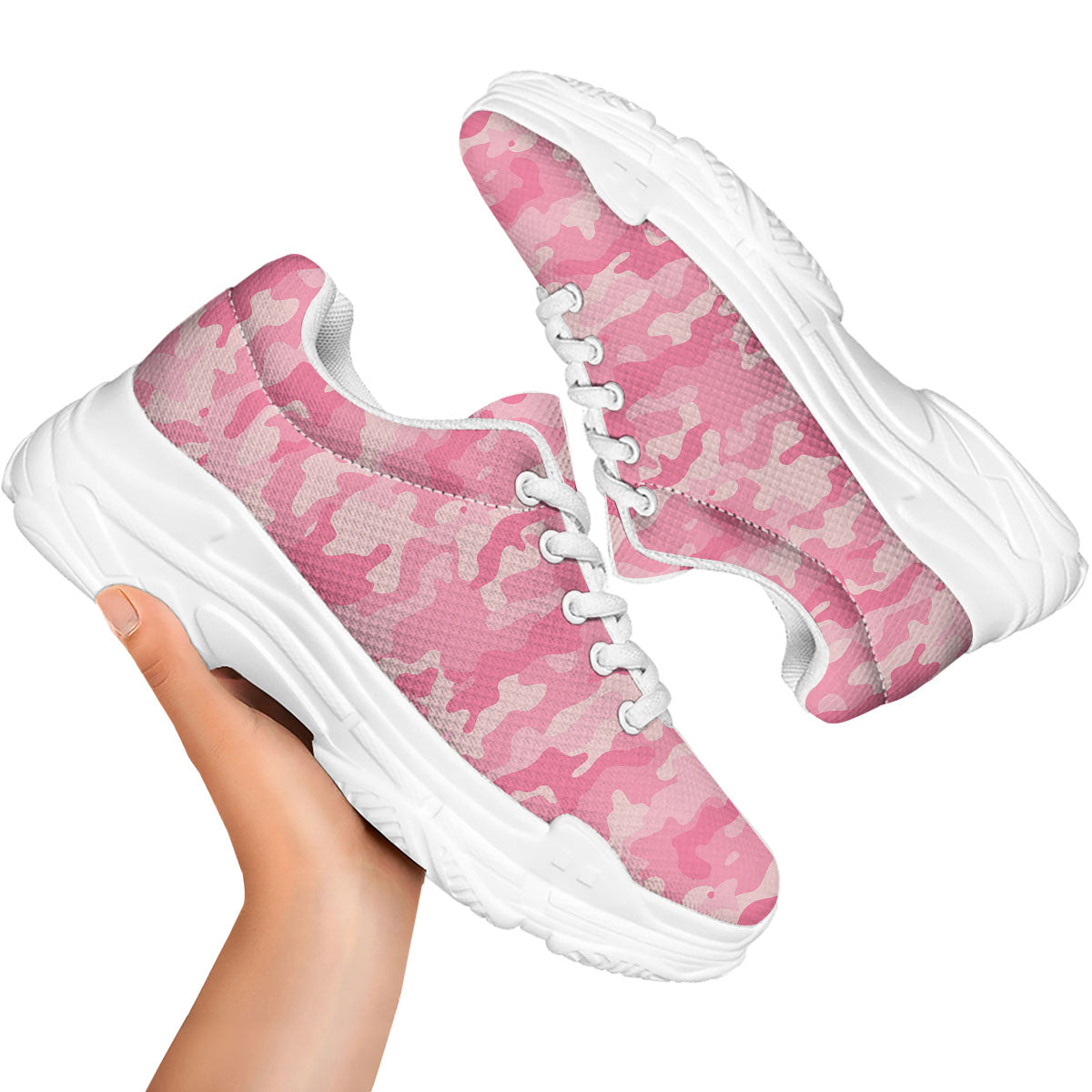 Digital Camo Pink Print Pattern White Chunky Shoes-grizzshop