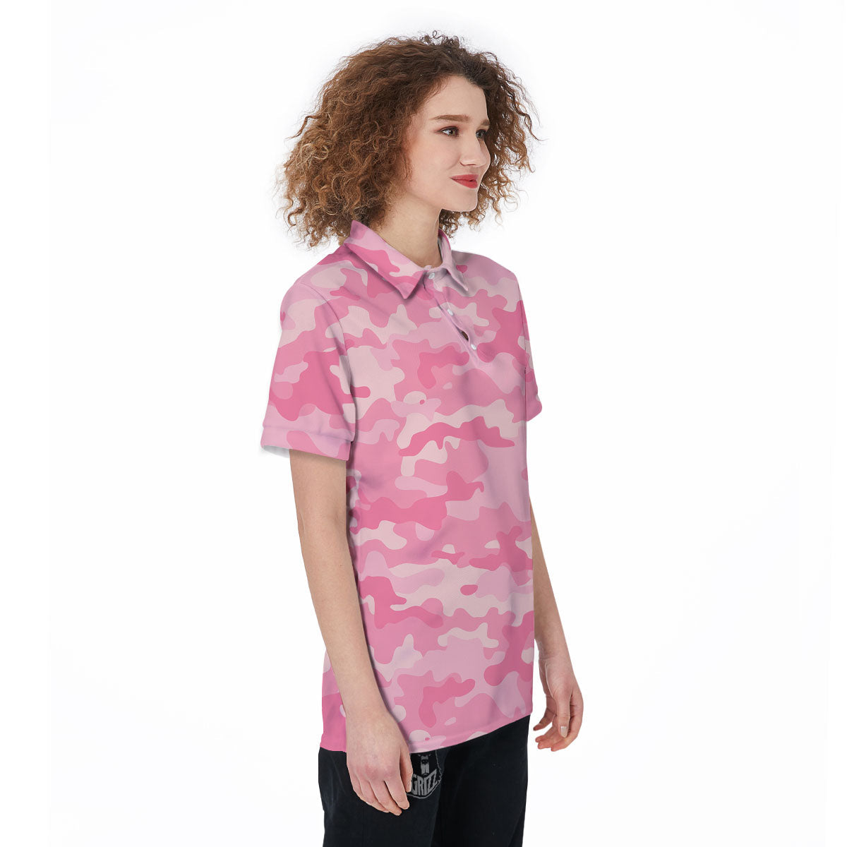 Digital Camo Pink Print Pattern Women's Golf Shirts-grizzshop