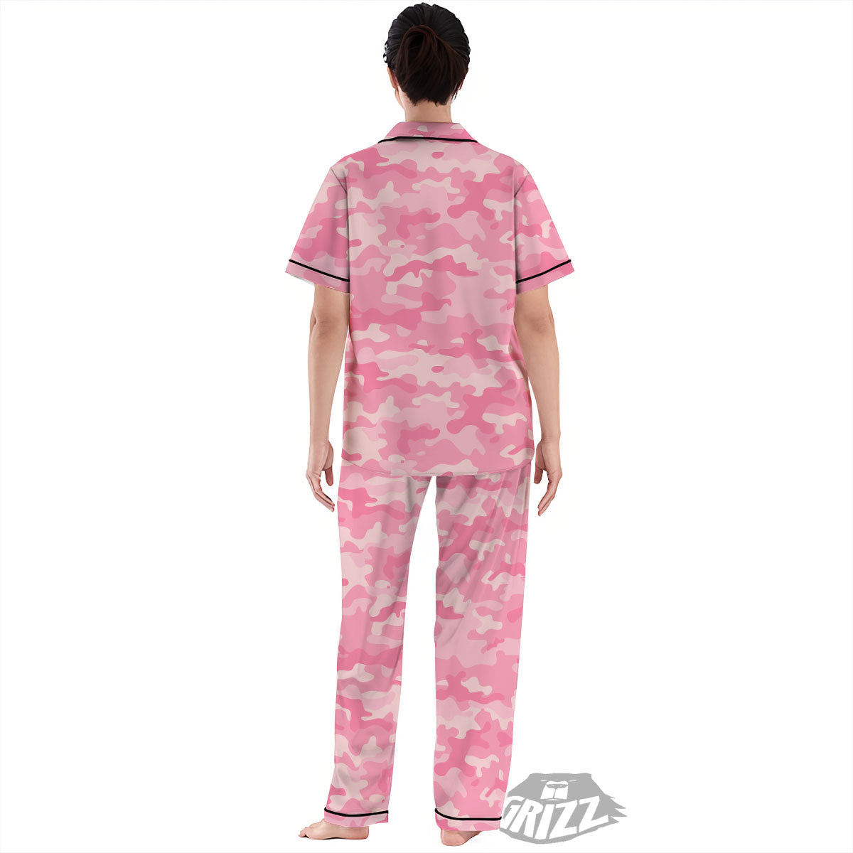 Digital Camo Pink Print Pattern Women's Pajamas Set-grizzshop