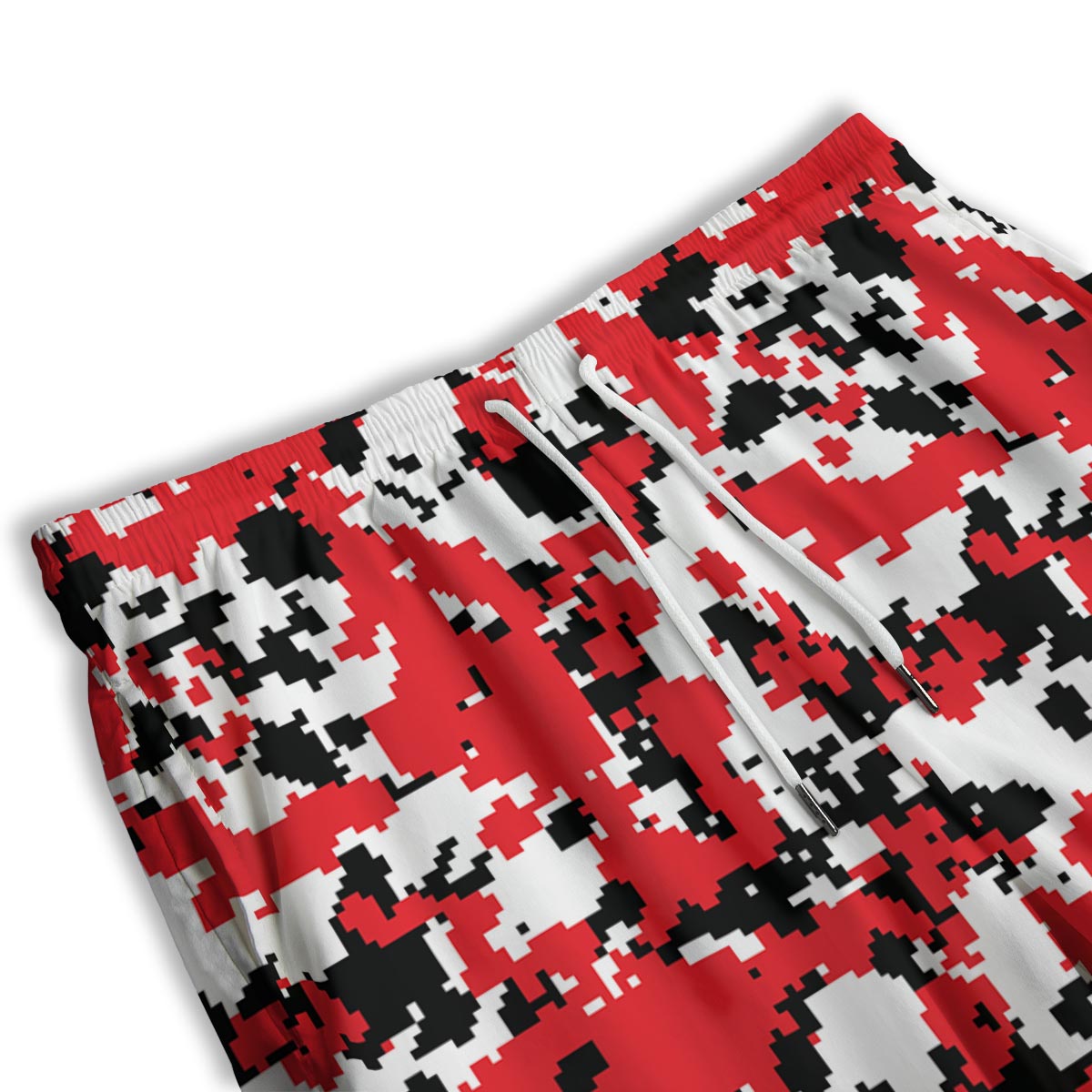 Digital Camo Red White And Black Print Pattern Men's Athletic Shorts