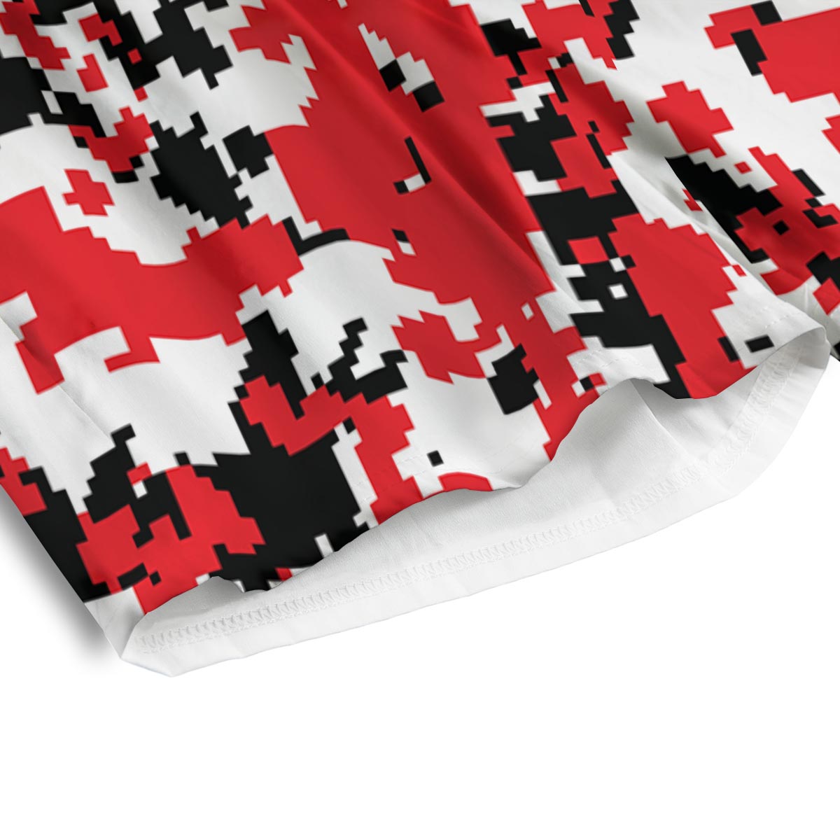 Digital Camo Red White And Black Print Pattern Men's Athletic Shorts