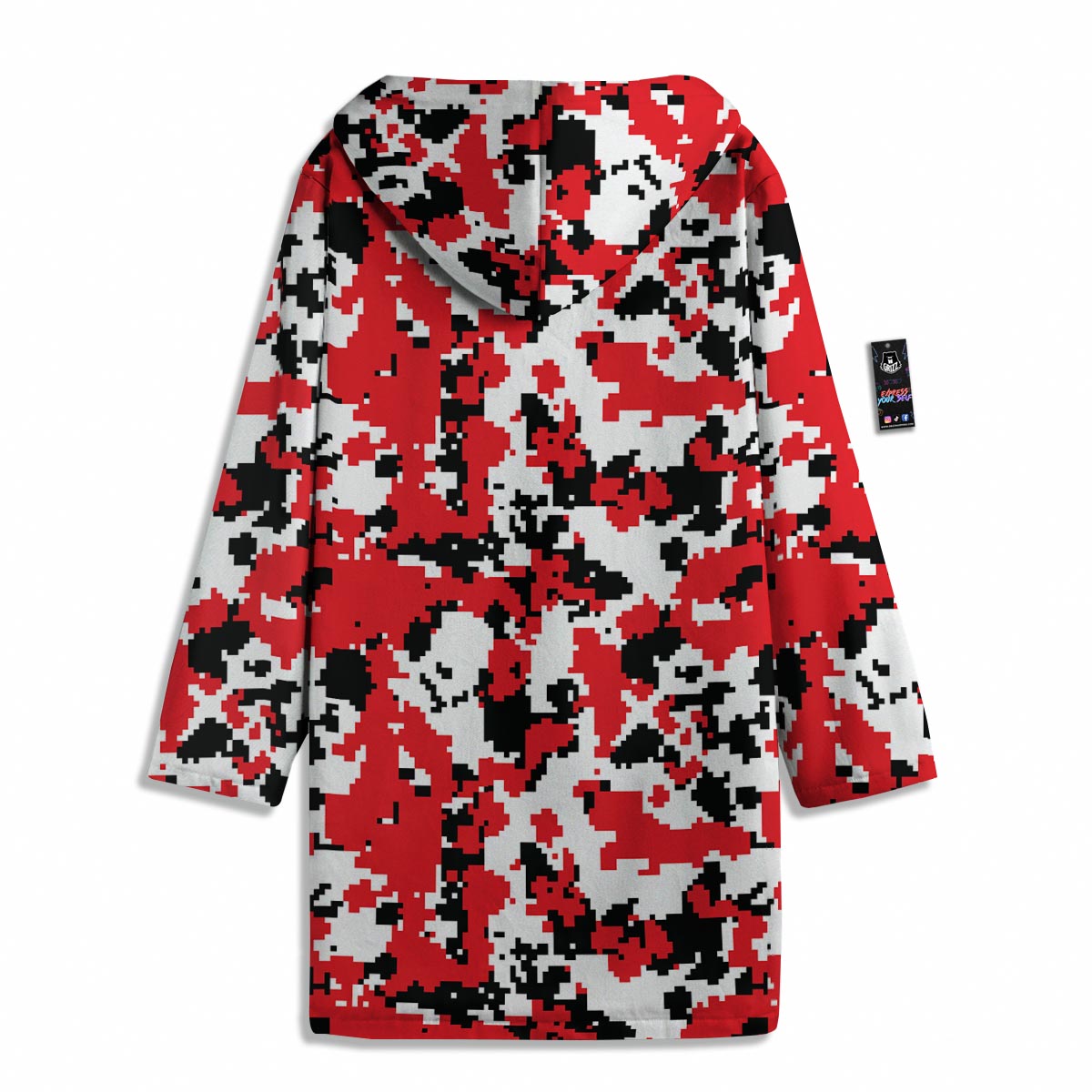 Digital Camo Red White And Black Print Pattern Men's Windbreaker Jacket-grizzshop