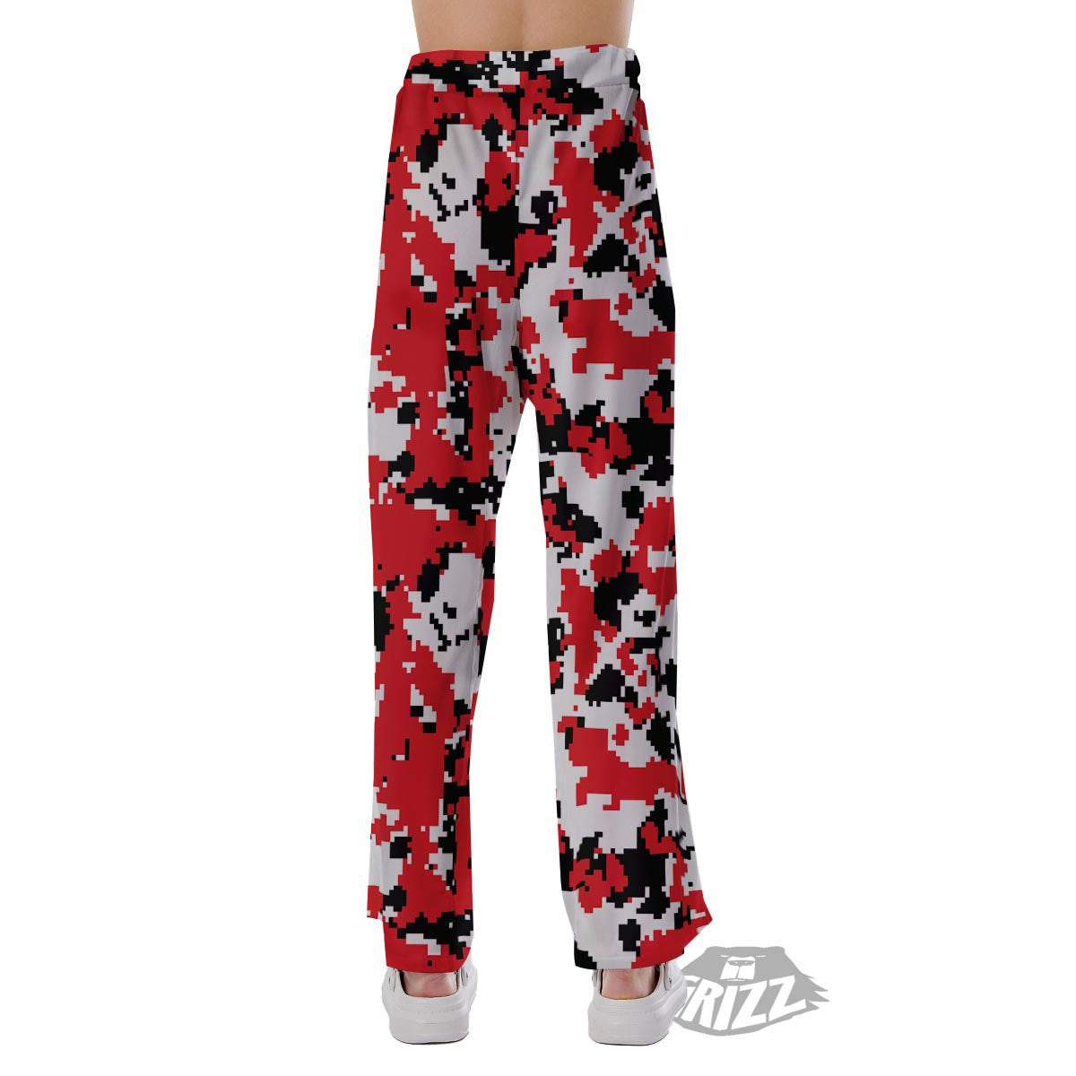 Digital Camo Red White And Black Print Pattern Pajama Pants-grizzshop