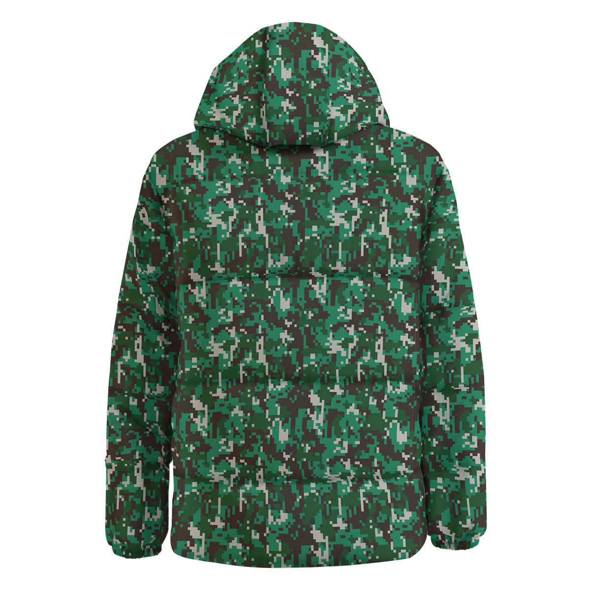 Digital Camo White And Green Print Down Jacket-grizzshop