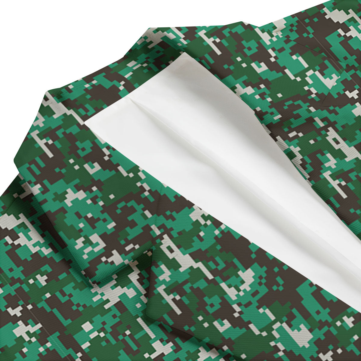 Digital Camo White And Green Print Men's Blazer-grizzshop