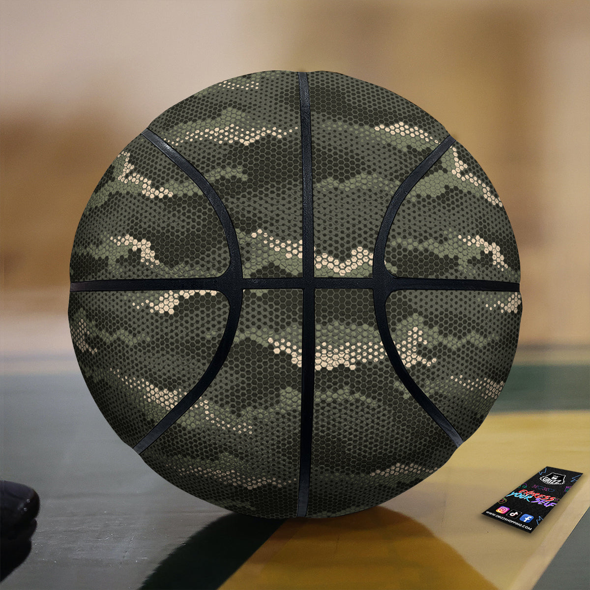 Digital Camo Army Green Print Pattern Basketball