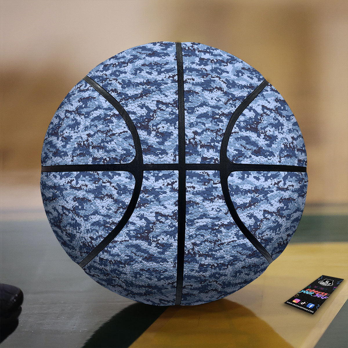 Digital Camo Blue Print Pattern Basketball