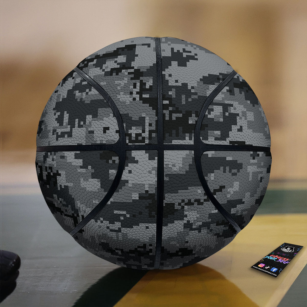 Digital Camo Grey And Black Print Basketball