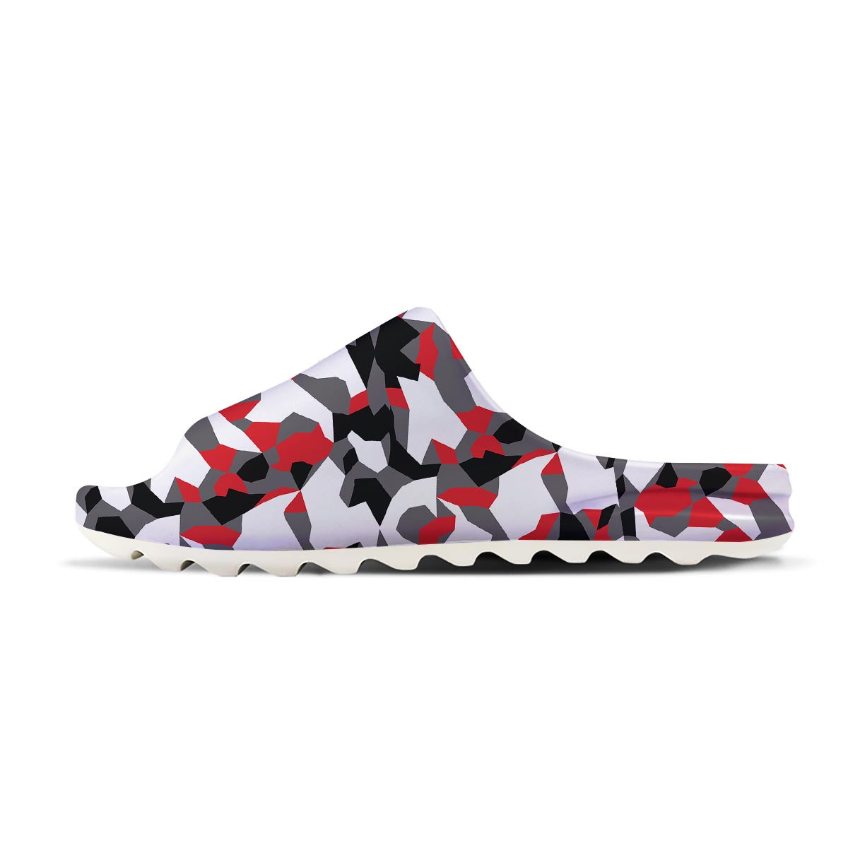 Digital Camo Grey And Red Print Pattern Sandals-grizzshop