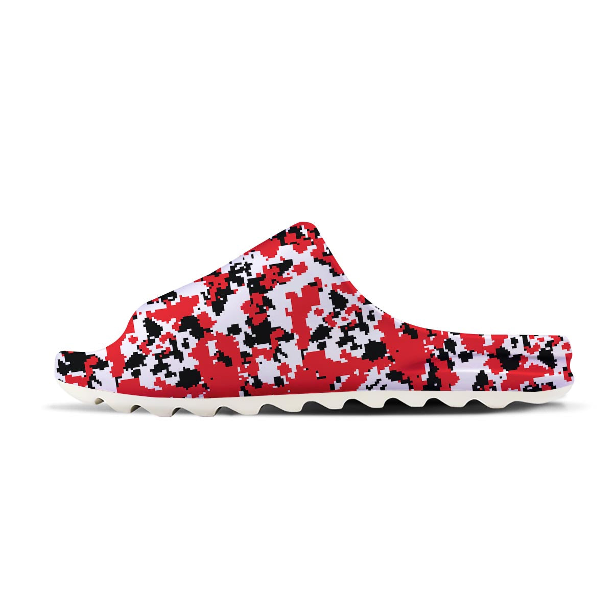Digital Camo Red White And Black Print Pattern Sandals-grizzshop