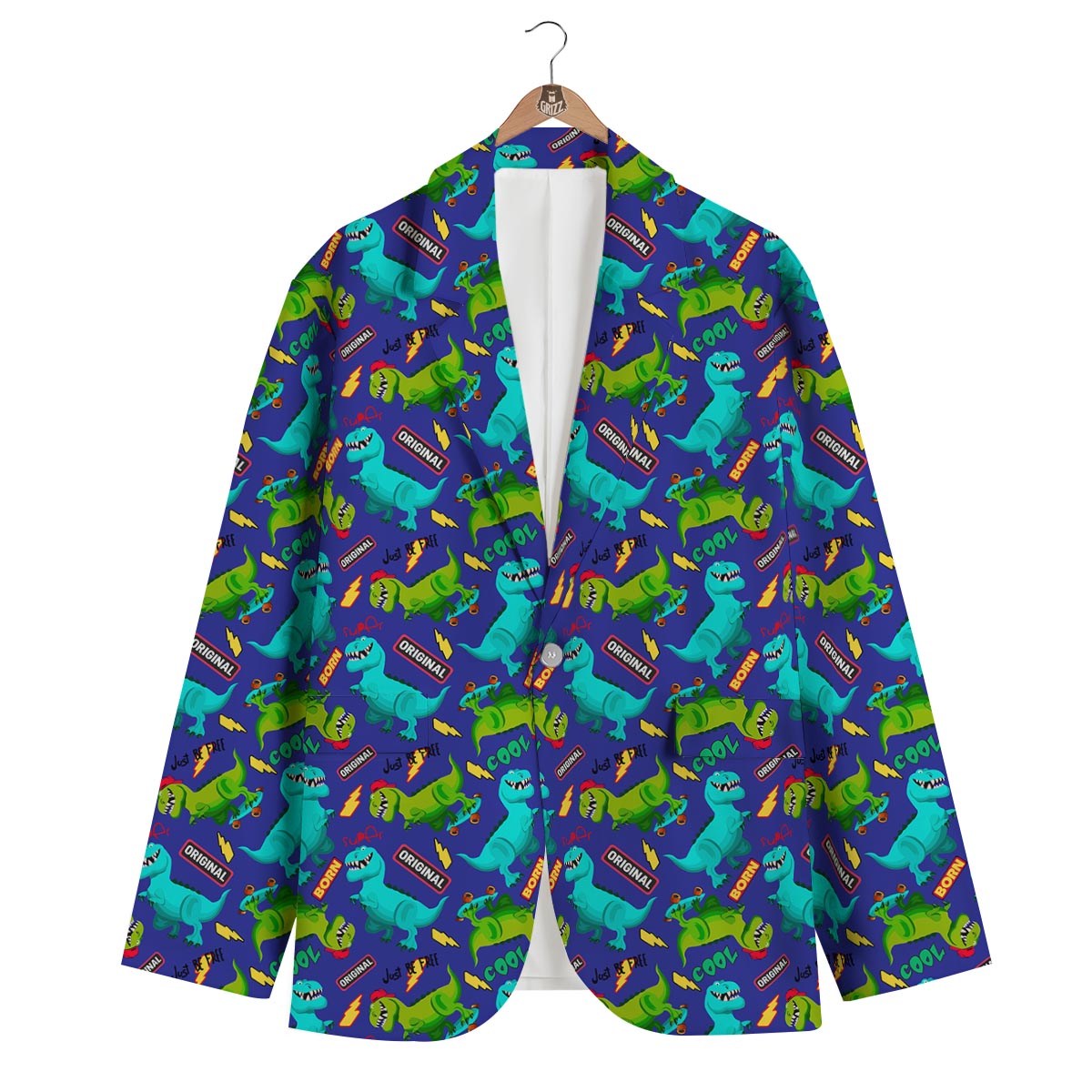 Dino Dinosaur Cartoon Pattern Print Men's Blazer-grizzshop