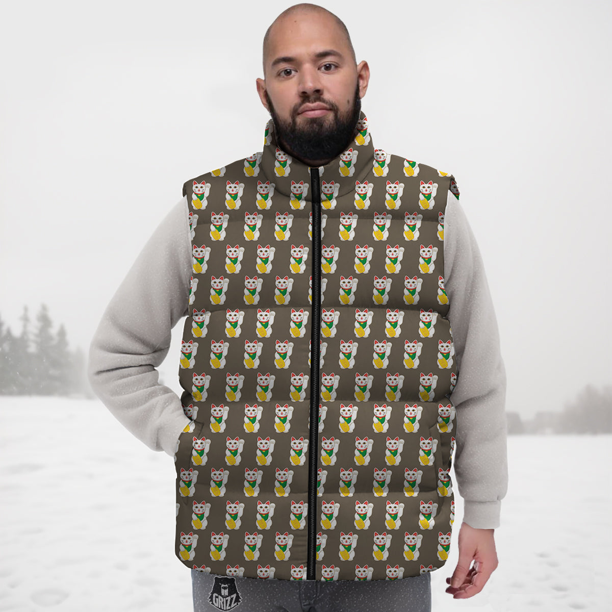 Dino Dinosaur Palm Leaf Pattern Print Down Vest-grizzshop