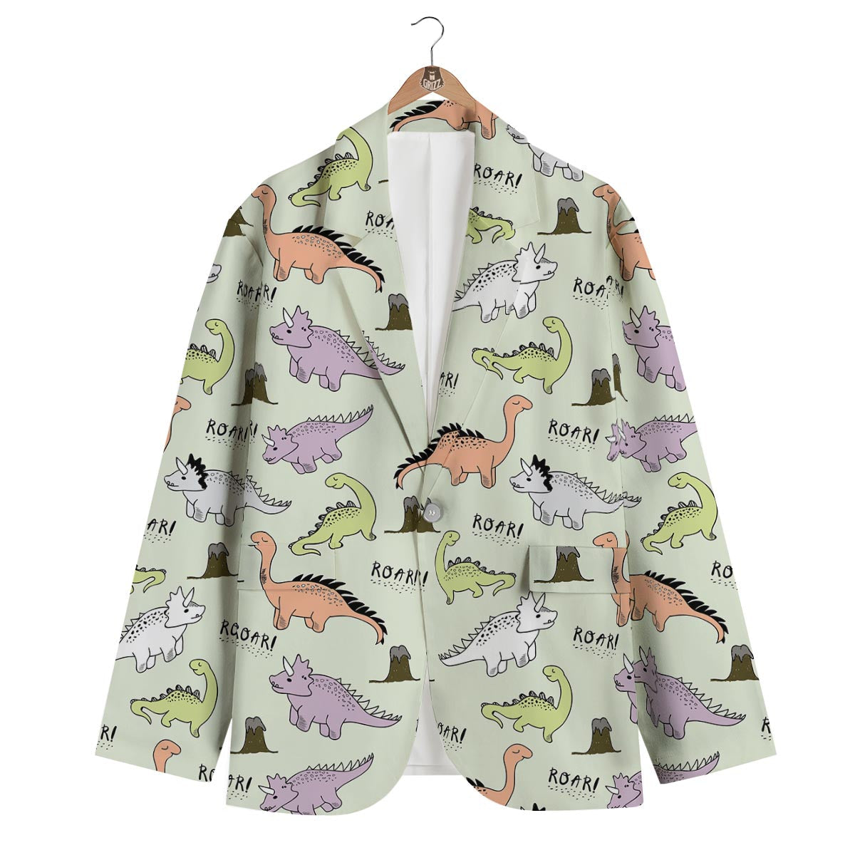 Dino Roar Dinosaur Pattern Print Men's Blazer-grizzshop