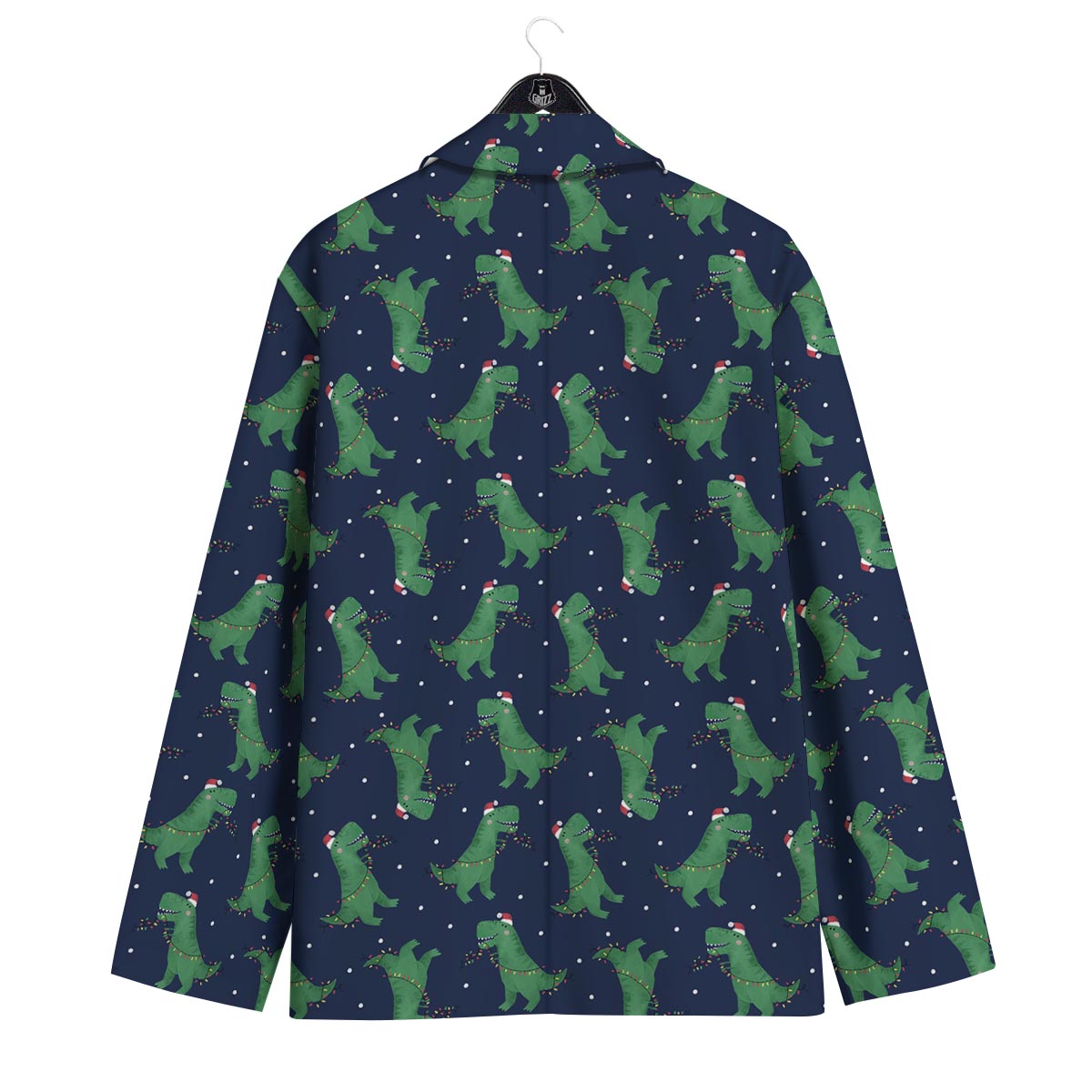 Dino T-Rex Christmas Santa Claus Print Pattern Men's Sport Coat-grizzshop