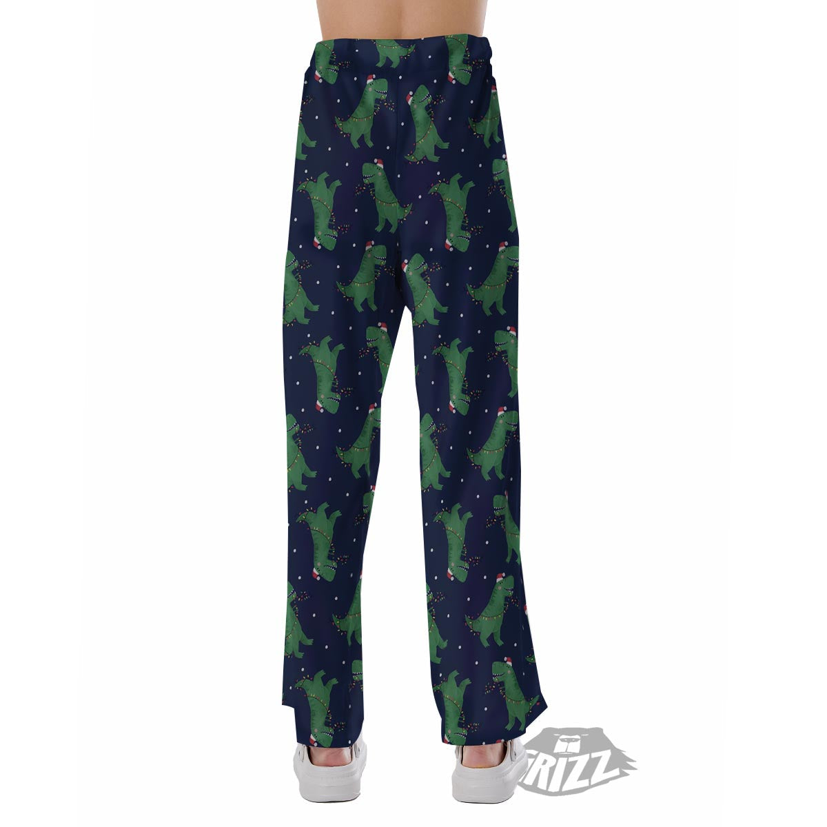 Dino T-Rex Christmas Santa Claus Print Pattern Pajama Pants-grizzshop