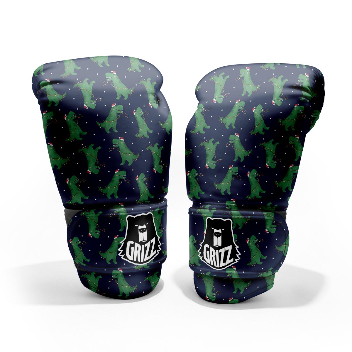 Dino T-Rex Christmas Santa Claus Print Pattern Pro Boxing Glove