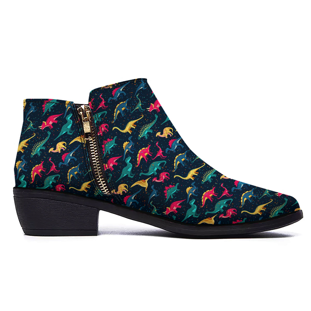 Dinosaur Colorful Print Pattern Ankle Boots-grizzshop