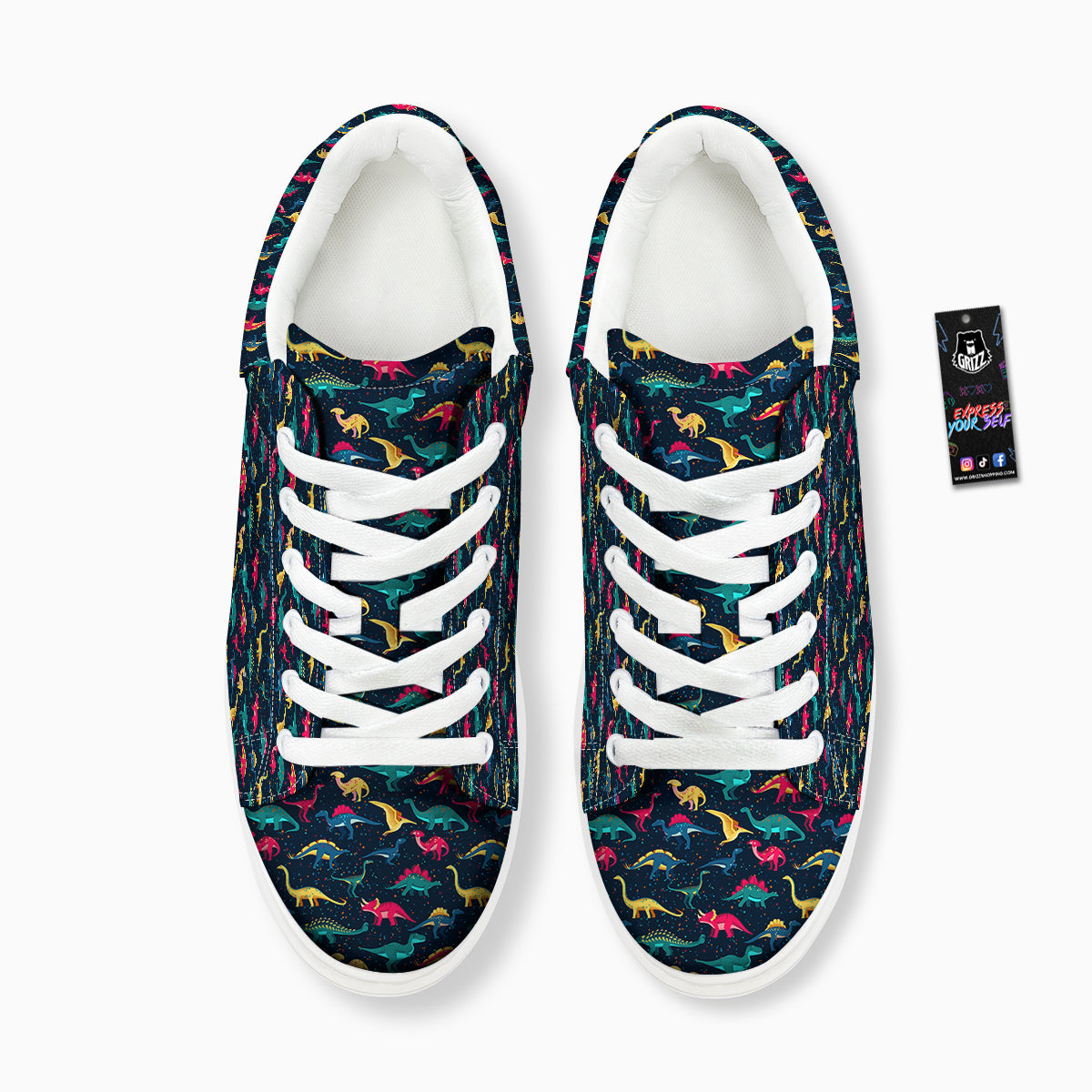 Dinosaur Colorful Print Pattern Platform Shoes-grizzshop