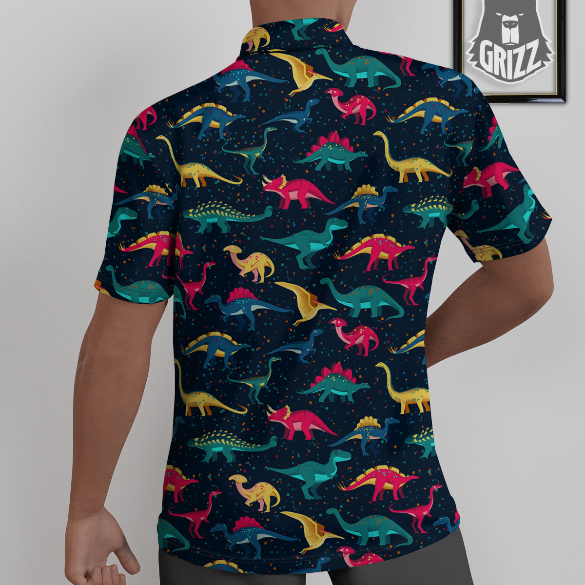 Dinosaur Colorful Print Pattern Untucked Shirts-grizzshop