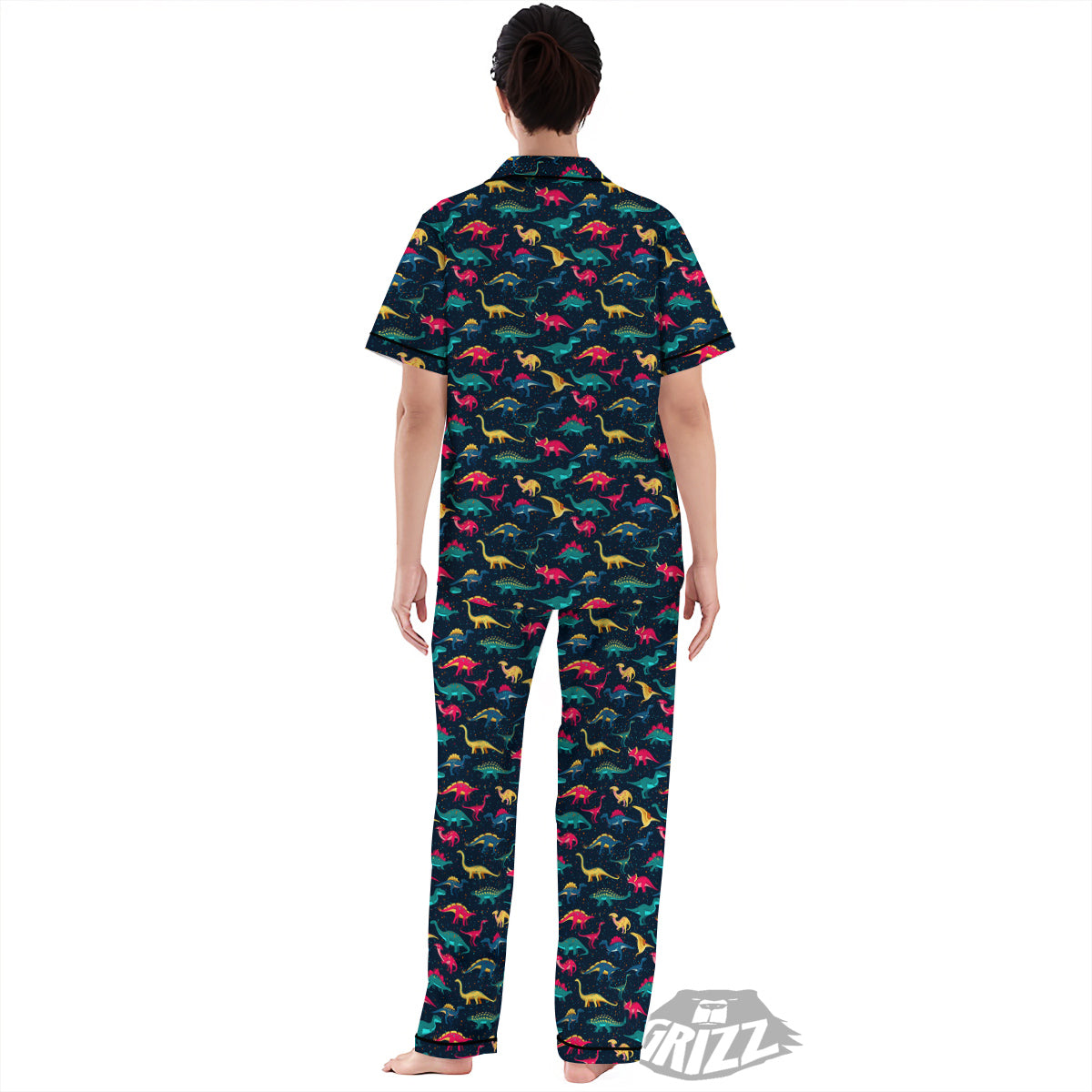 Dinosaur Colorful Print Pattern Women's Pajamas Set-grizzshop