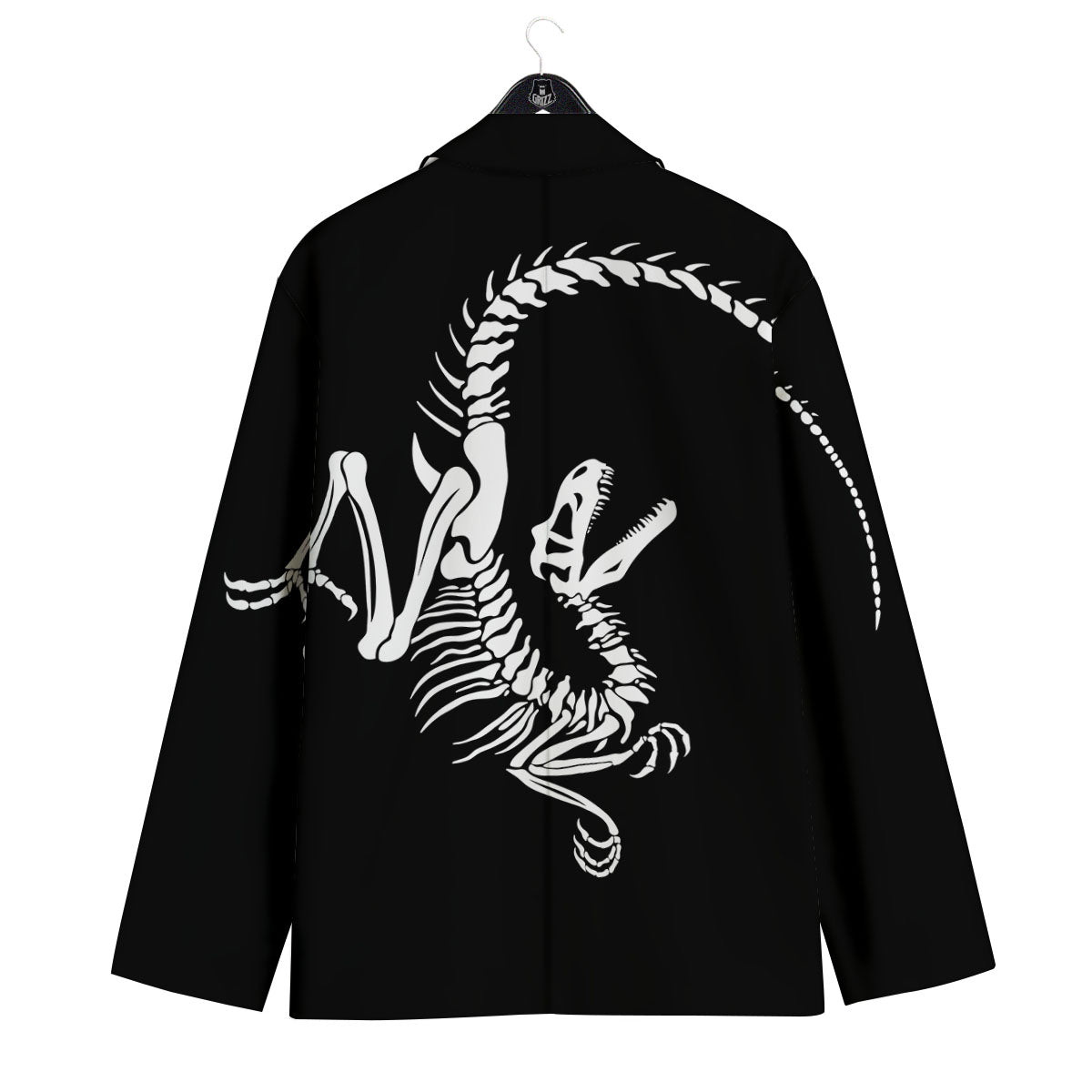 Dinosaur Fossil White And Black Print Men's Sport Coat-grizzshop