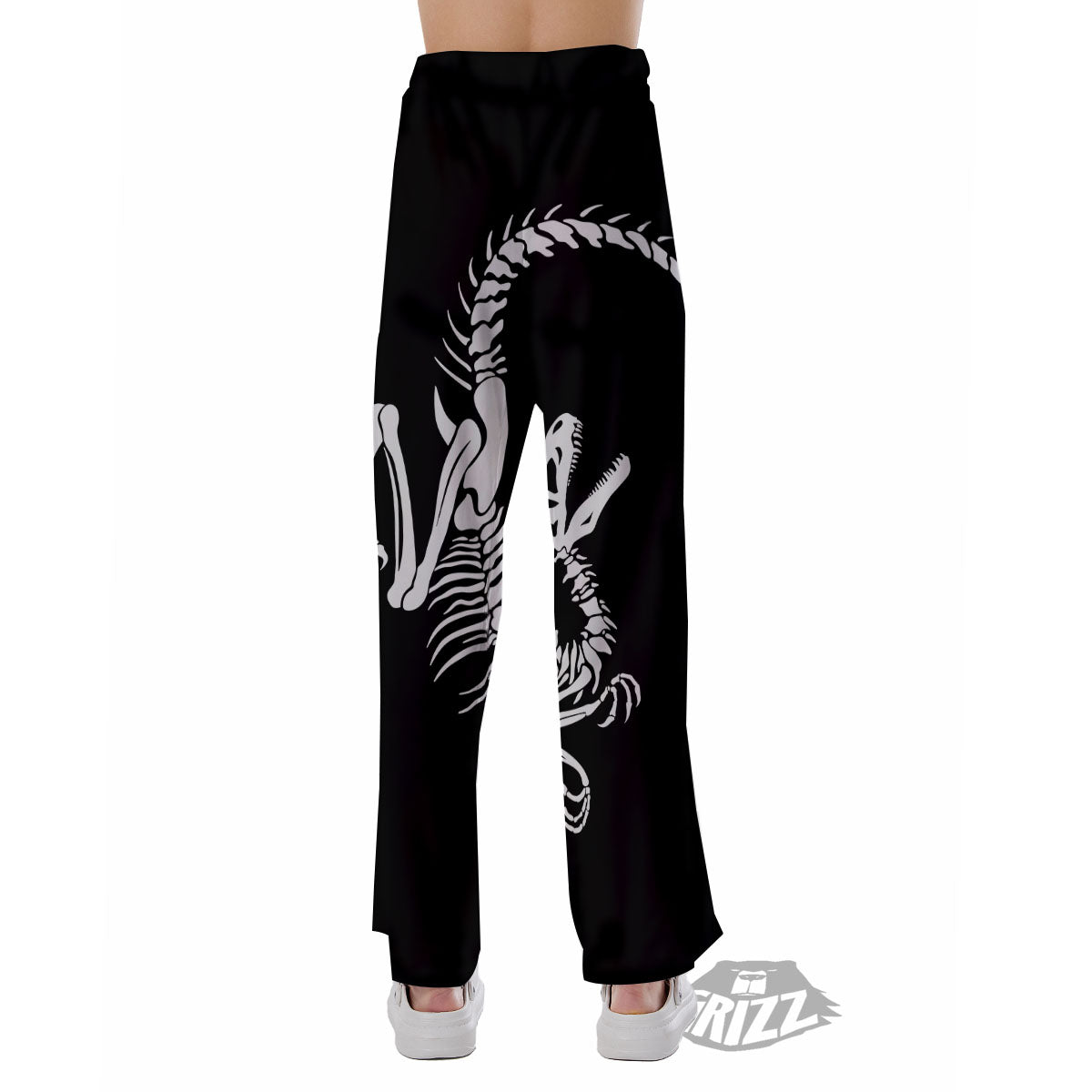 Dinosaur Fossil White And Black Print Pajama Pants-grizzshop