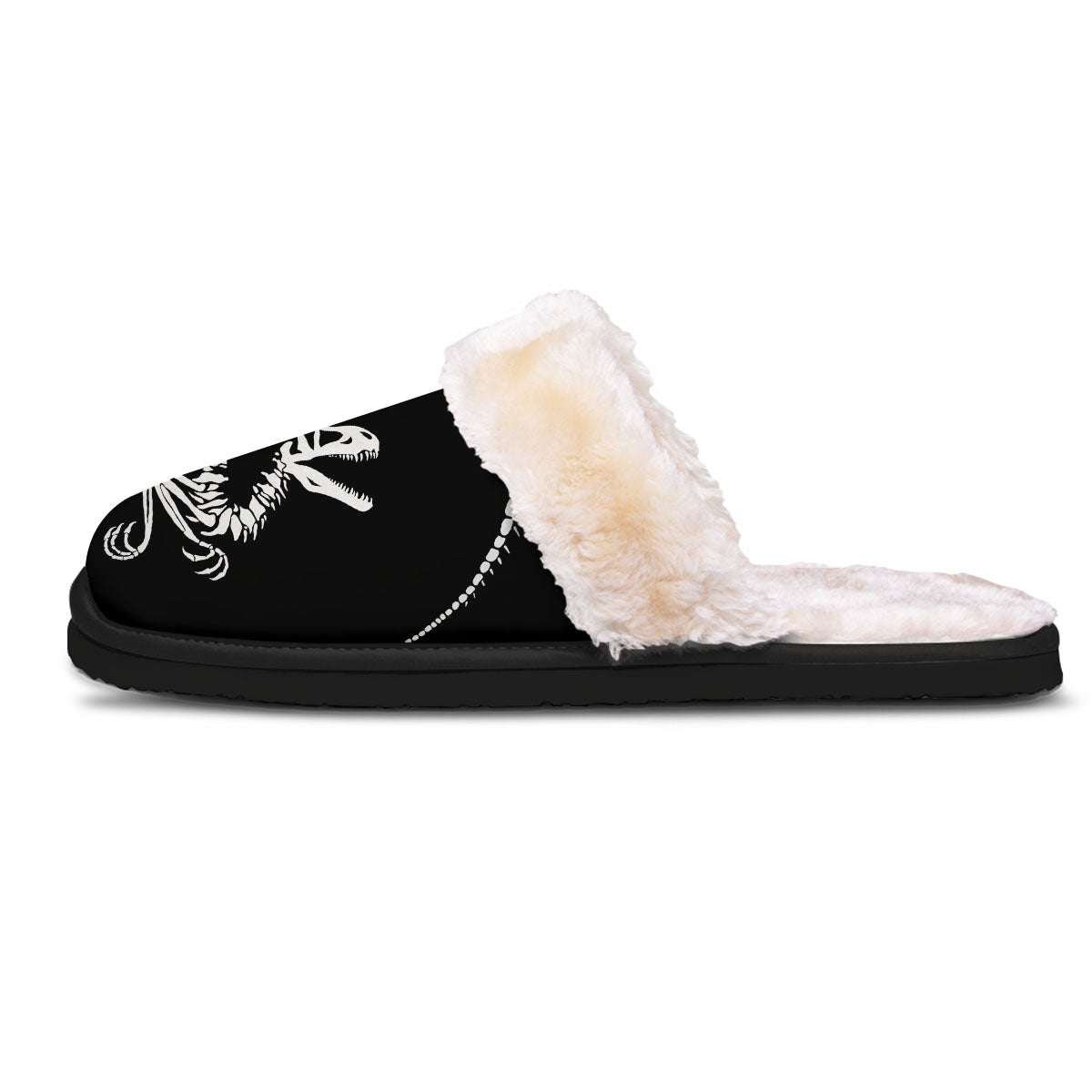 Dinosaur Fossil White And Black Print Slippers-grizzshop