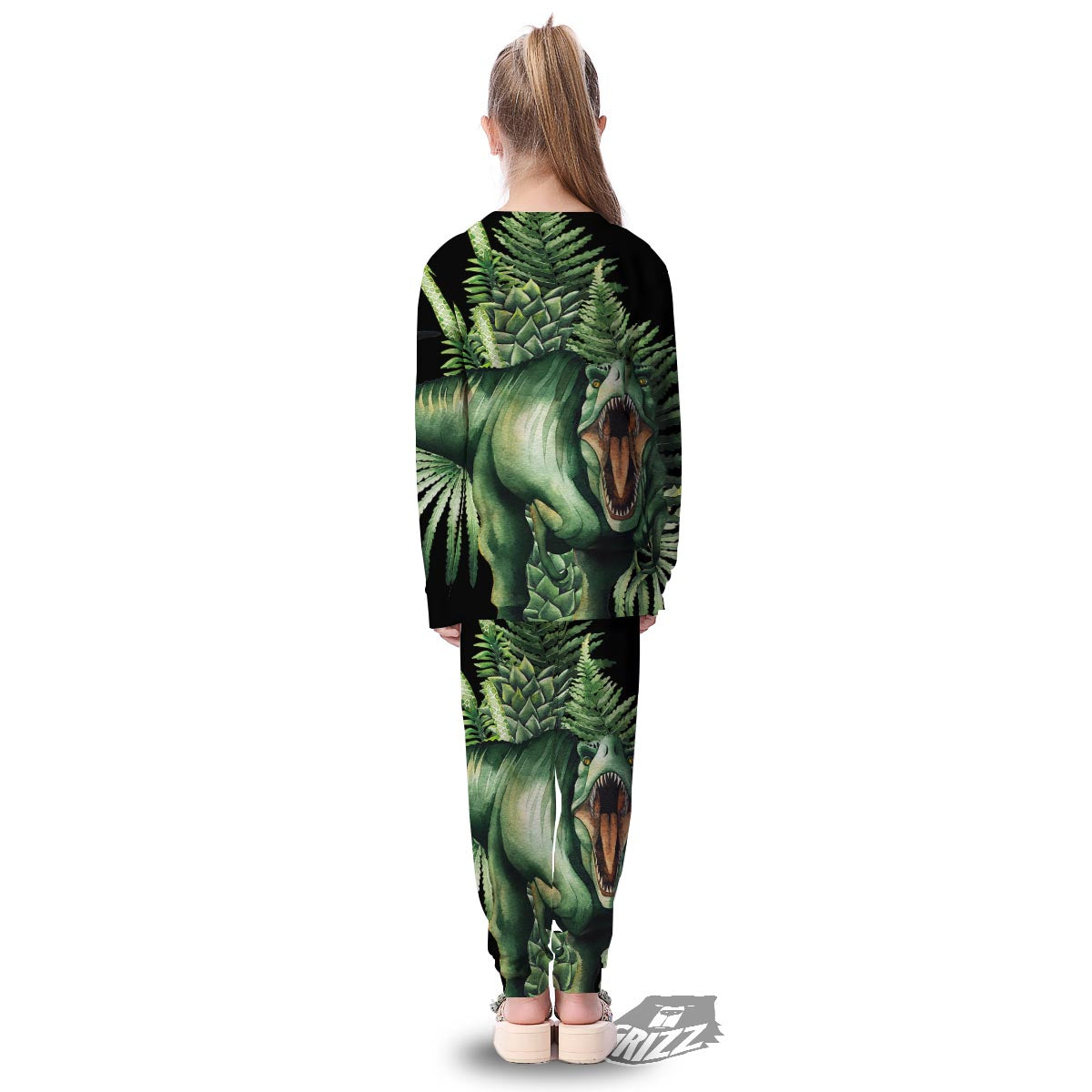 Dinosaur T Rex And Jurassic Plants Print Kid's Pajamas-grizzshop