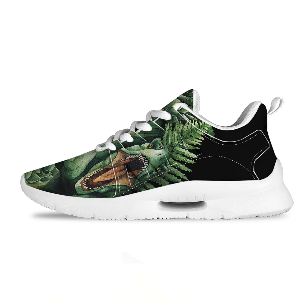 Dinosaur T Rex And Jurassic Plants Print Tennis Shoes-grizzshop