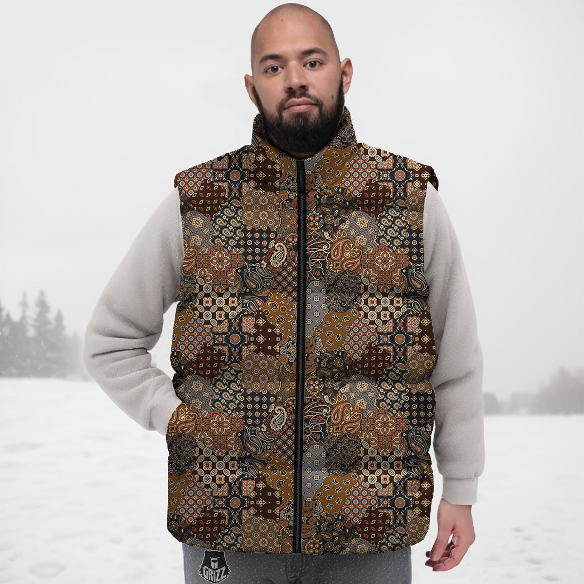 Dinosaur T rex Pattern Print Down Vest-grizzshop